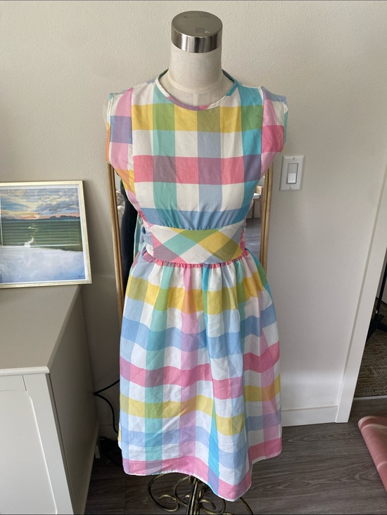 Vintage Dresses & Skirts - Vintage 1960s Rainbow Plaid Fit and Flare Dress